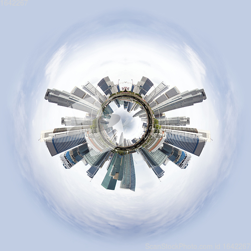 Image of Tiny planet with skyscrapers