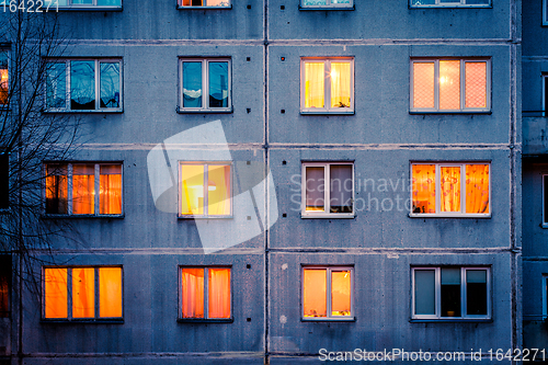 Image of Wall with Iluminated windows.