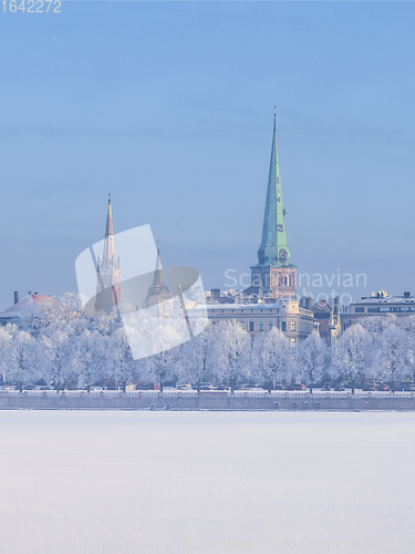 Image of Winter skyline of Latvian capital Riga Old town