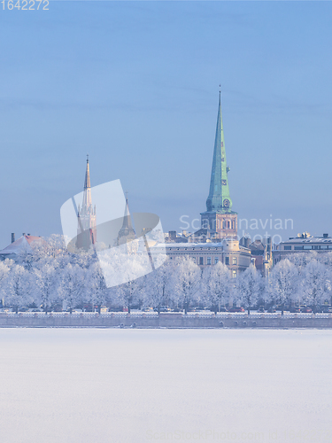 Image of Winter skyline of Latvian capital Riga Old town
