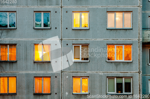 Image of Wall with Iluminated windows.