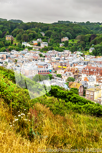 Image of Panorama of natural chalk cliffs of Etretat