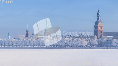 Image of Winter skyline of Latvian capital Riga Old town