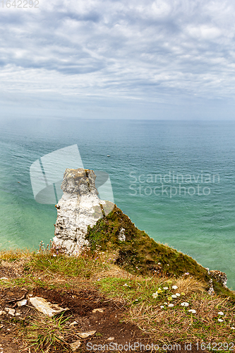 Image of View of natural chalk cliffs of Etretat