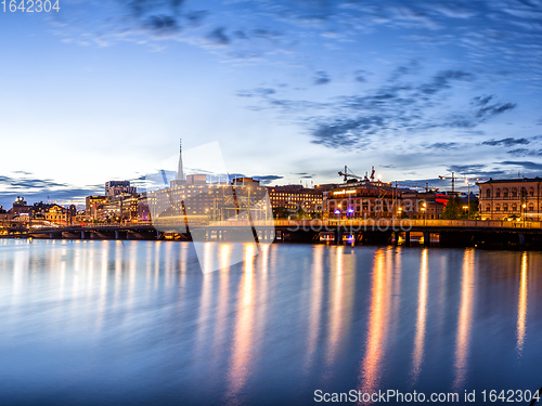 Image of Stockholm sunset skyline panorama