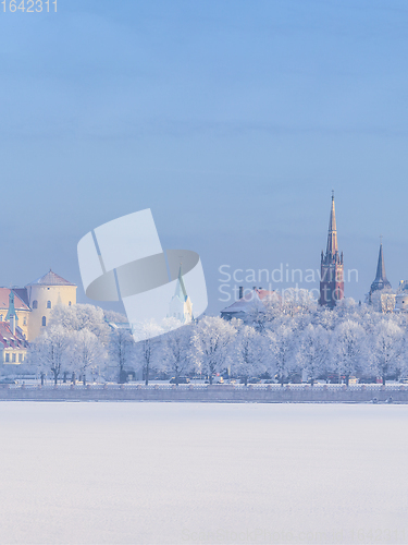 Image of Winter skyline of Latvian capital Riga Old town