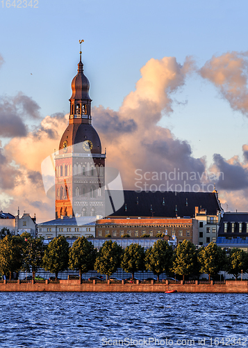 Image of Riga Old Town during sunset time