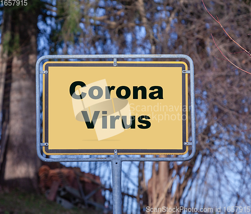 Image of Town sign Corona Virus