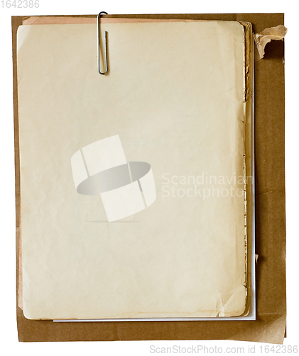 Image of Old papers with paperclip