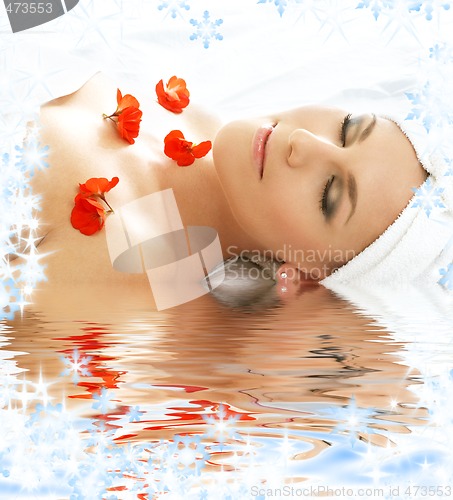 Image of red petals spa with water