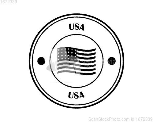 Image of round blurred stamp with the words United States of America
