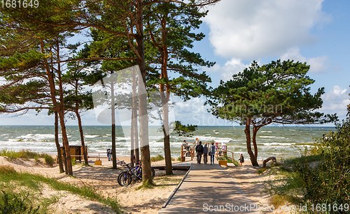 Image of Baltic Sea beach with cloudy sky in Palanga Resort