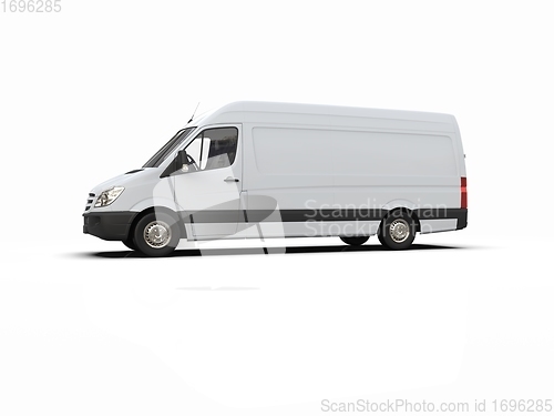 Image of White Commercial Delivery Truck isolated on White Background