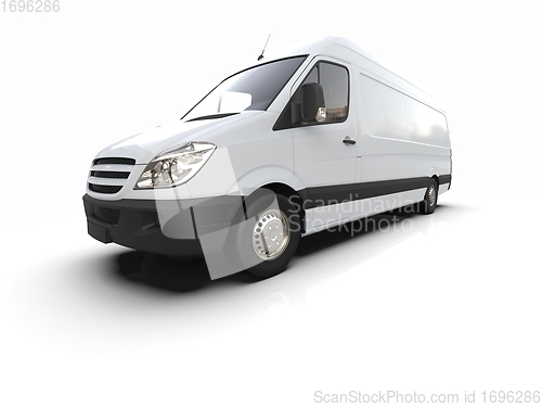 Image of White Commercial Delivery Truck isolated on White Background