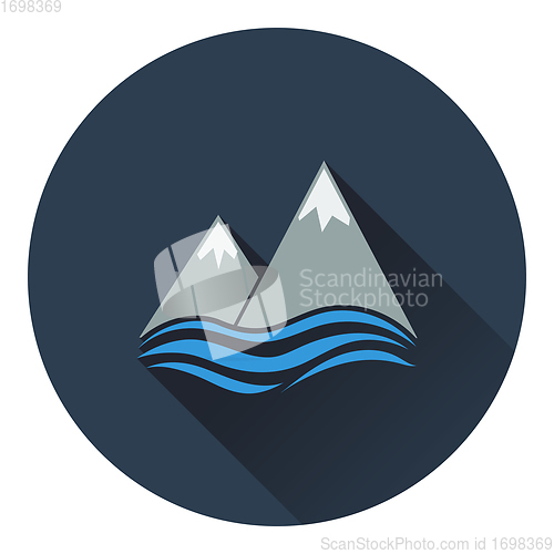 Image of Snow peaks cliff on sea icon