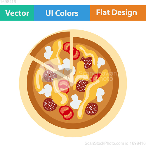 Image of Flat design icon of Pizza on plate