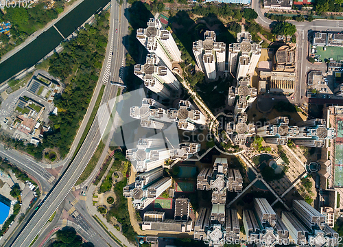 Image of Top view of hong kong cityscape