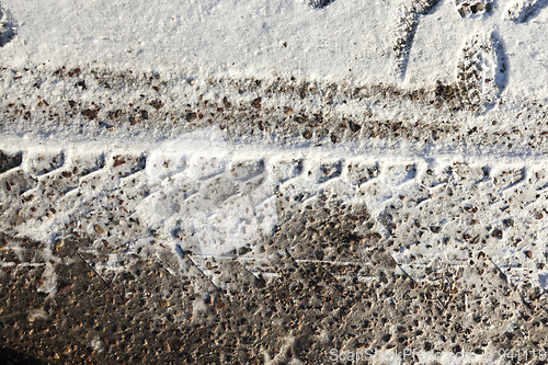 Image of track in the snow, winter