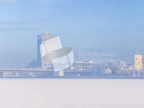 Image of Winter skyline of Latvian capital Riga Old town