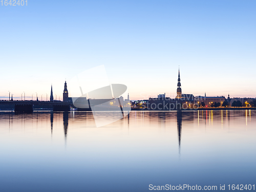 Image of Riga cityline panorama in early morning