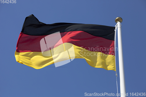 Image of Germany flag on blue sky
