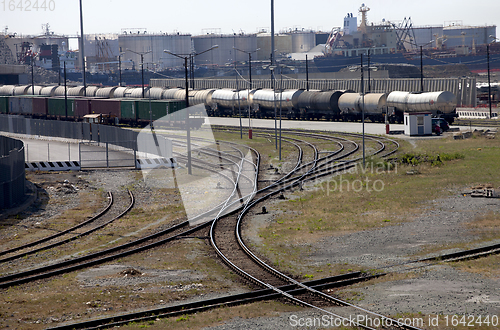 Image of Freight trains in port