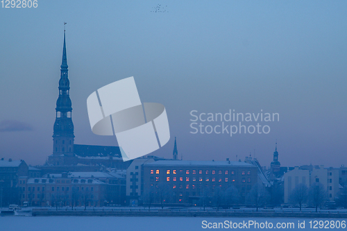 Image of Panorama of Riga in winter time.