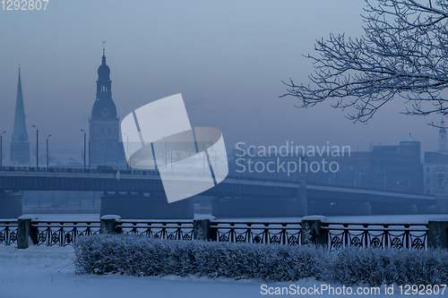 Image of View of Riga in winter season.