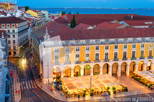 Image of illuminated restaurant at Lisbon square
