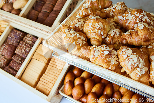 Image of variety of baked goods, bakery, photo icon for basic food, freshness and variety of goods