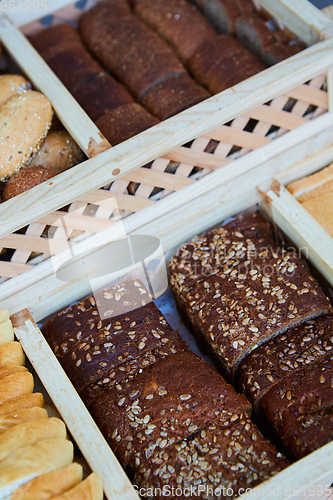 Image of variety of baked goods, bakery, photo icon for basic food, freshness and variety of goods