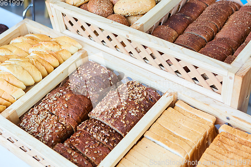 Image of variety of baked goods, bakery, photo icon for basic food, freshness and variety of goods