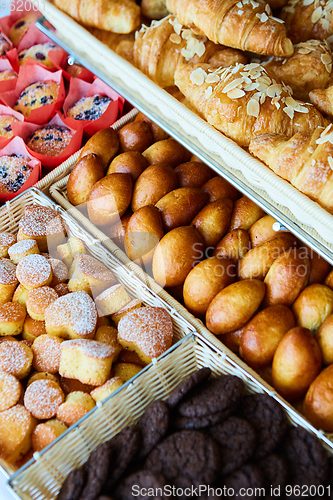 Image of variety of baked goods, bakery, photo icon for basic food, freshness and variety of goods