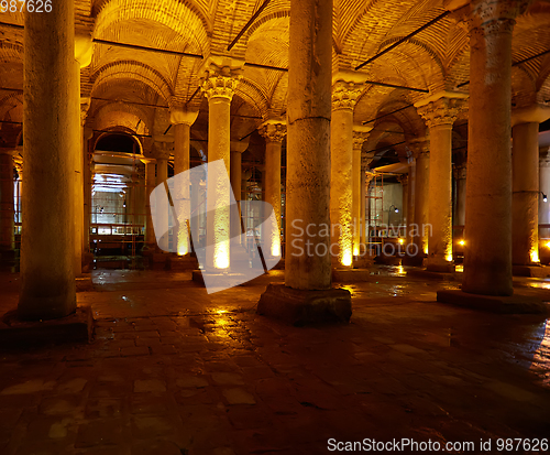 Image of The Basilica Cistern - underground water reservoir build by Emperor Justinianus in 6th century, Istanbul, Turkey