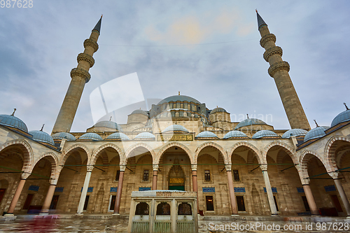 Image of View of the majestic Suleiman Mosque patio, Istanbul, Turkey.