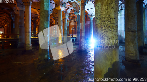 Image of The Basilica Cistern - underground water reservoir build by Emperor Justinianus in 6th century, Istanbul, Turkey