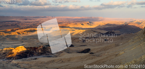 Image of Trekking in Negev dramatic stone desert, Israel 