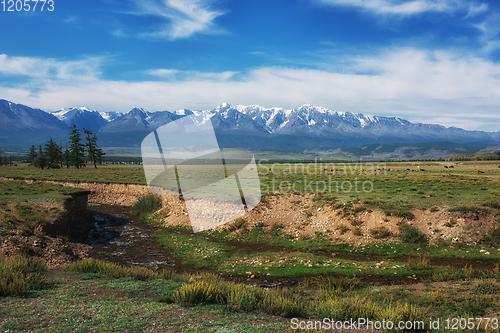 Image of Panorama of Altai mountains with river