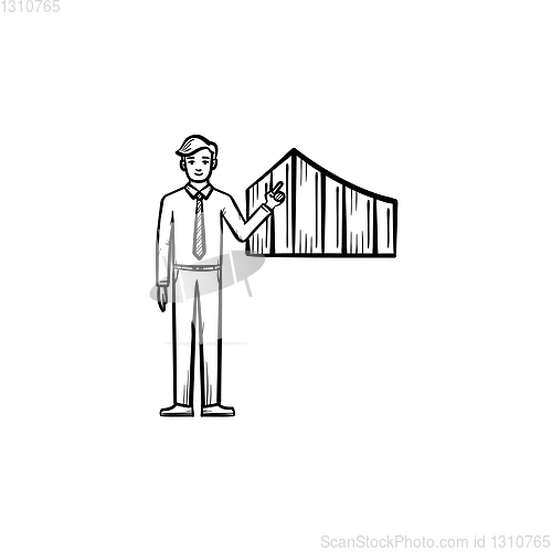 Image of Business presentation hand drawn sketch icon.