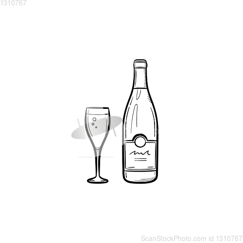 Image of Wine bottle hand drawn sketch icon.