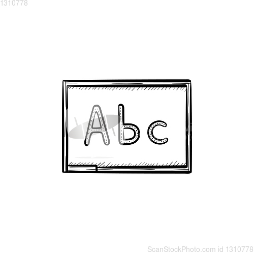 Image of Chalkboard with abc letters hand drawn sketch icon