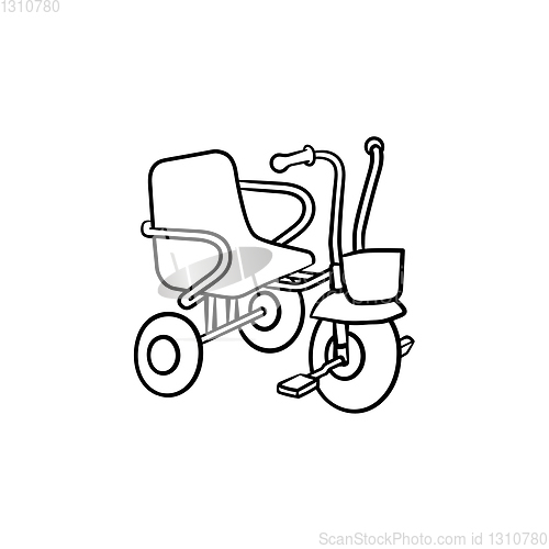 Image of Tricycle hand drawn outline doodle icon.