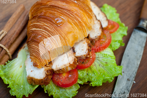 Image of savory croissant brioche bread with chicken breast 