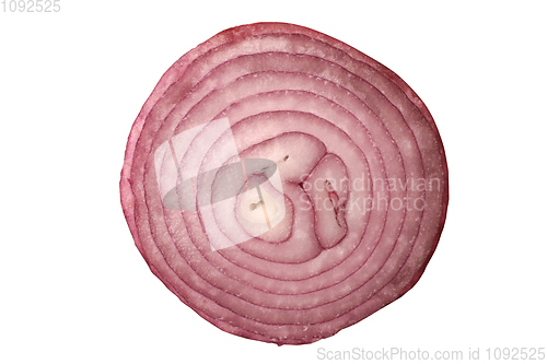 Image of Sliced fresh red onion isolated on white background