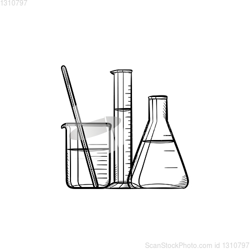 Image of Laboratory equipment hand drawn sketch icon.