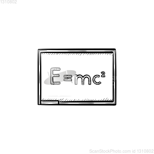 Image of E equal mc 2 hand drawn sketch icon.