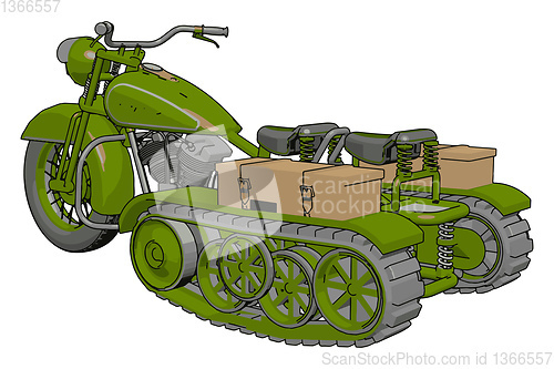 Image of 3D vector illustration on white background  of a military motorc