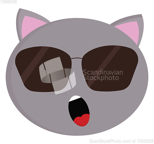 Image of Grey cat with sunglasses vector illustration on white background