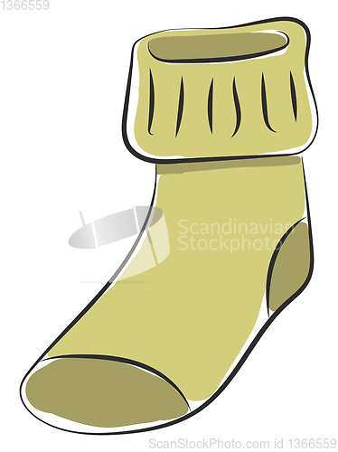 Image of Clipart of a showcase green-colored warm sock over white backgro