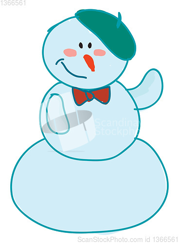 Image of A snowman wearing beret vector or color illustration